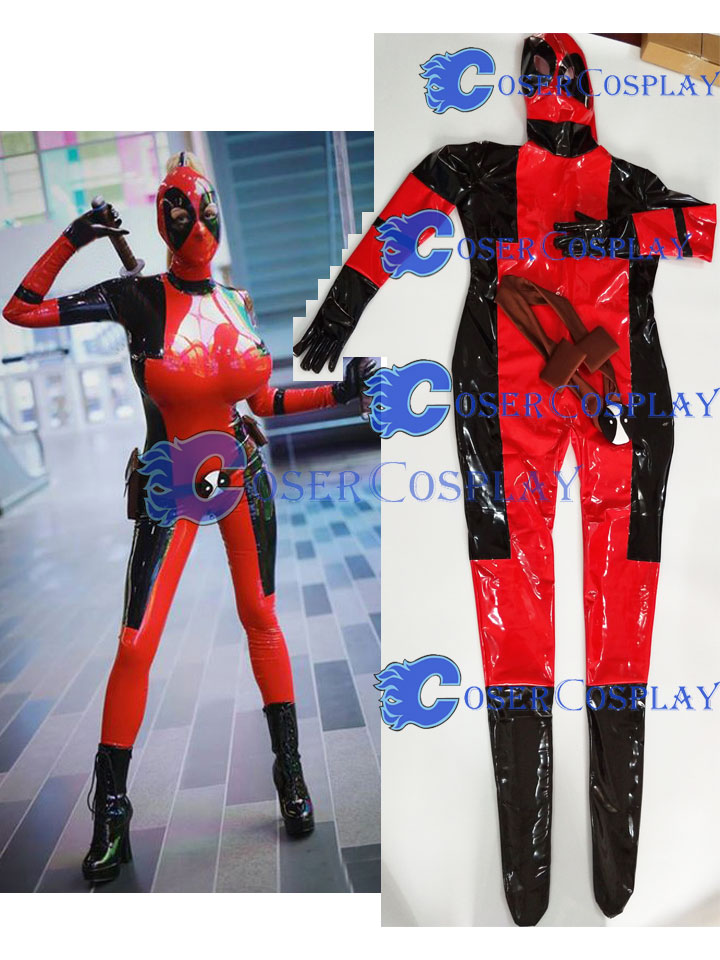 2018 Deadpool Full Body Zentai PVC Sexy Halloween Costume